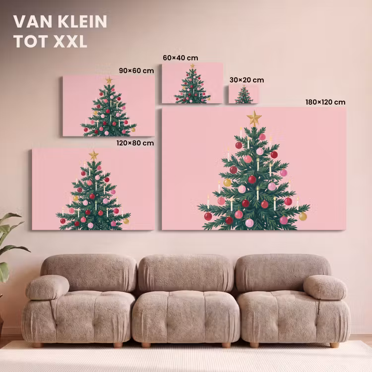 Canvas schilderij - Kerstboom - Kerst - Roze — 8