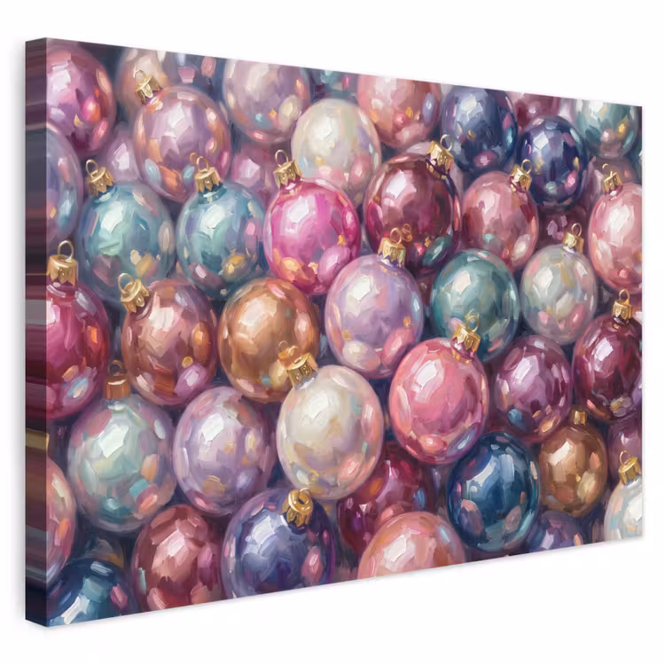 Canvas schilderij - Kerstdecoratie - Kleurrijk - Feest — 1