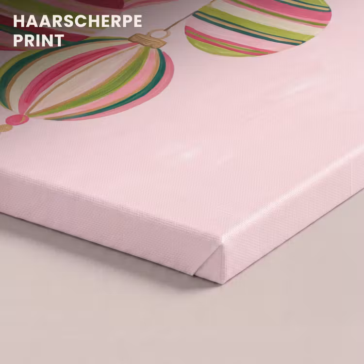 Canvas schilderij - Kerstversiering - Gestreept - Roze — 5