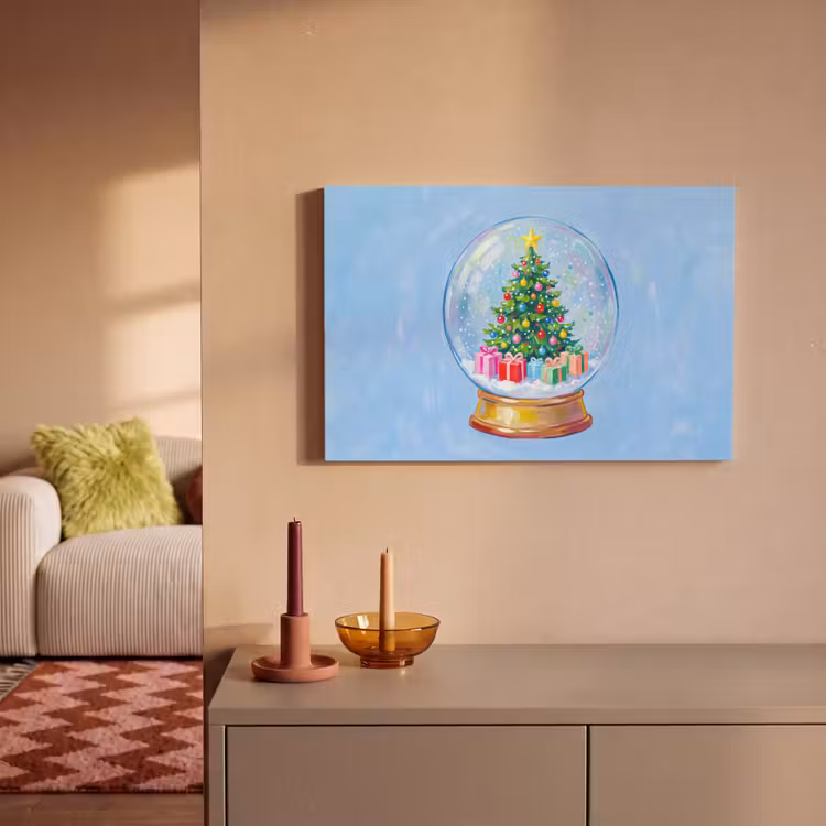 Canvas schilderij - Sneeuwbol - Kerst - Cadeaus — 2