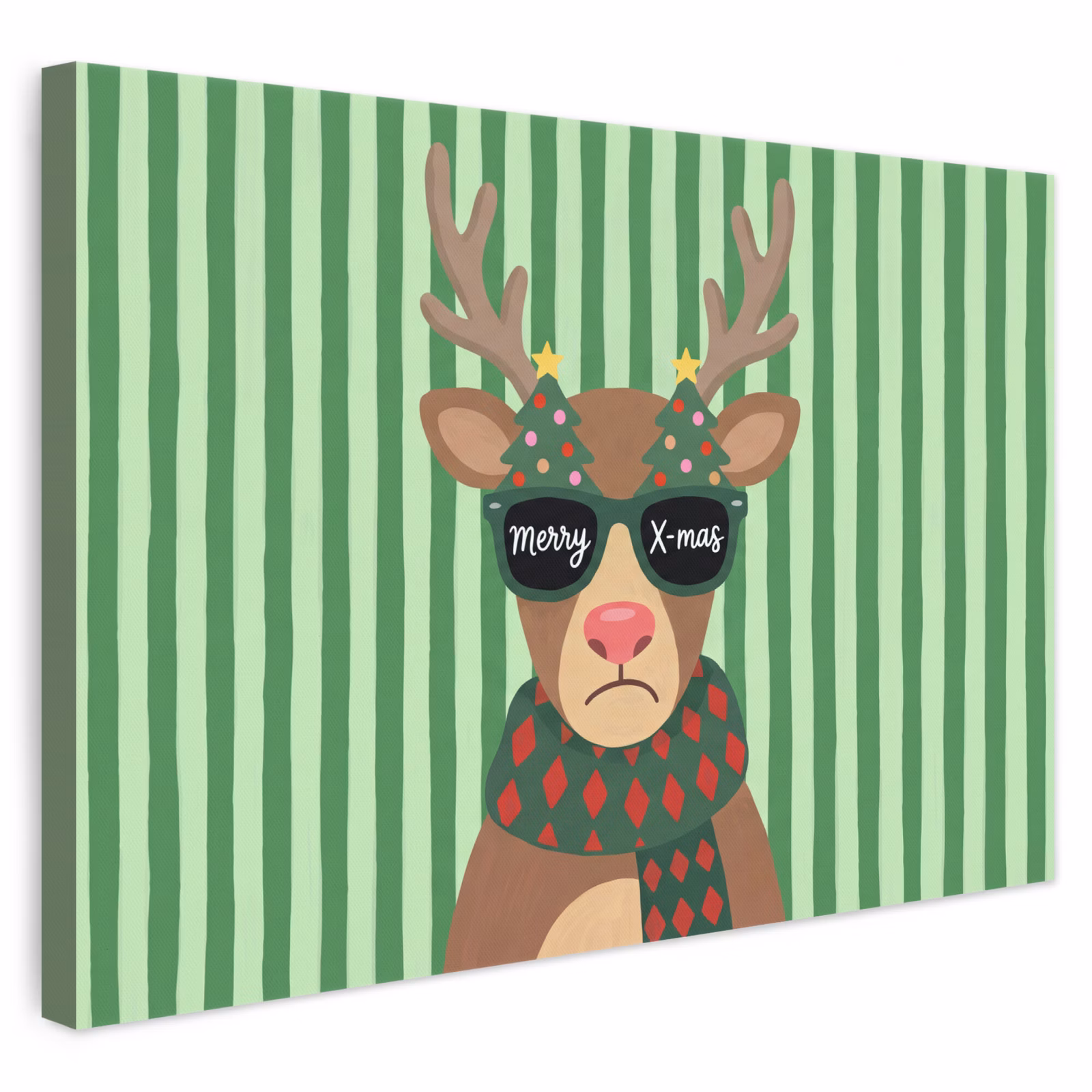 Canvas schilderij - Rendier - Kerst - Illustratie — 1