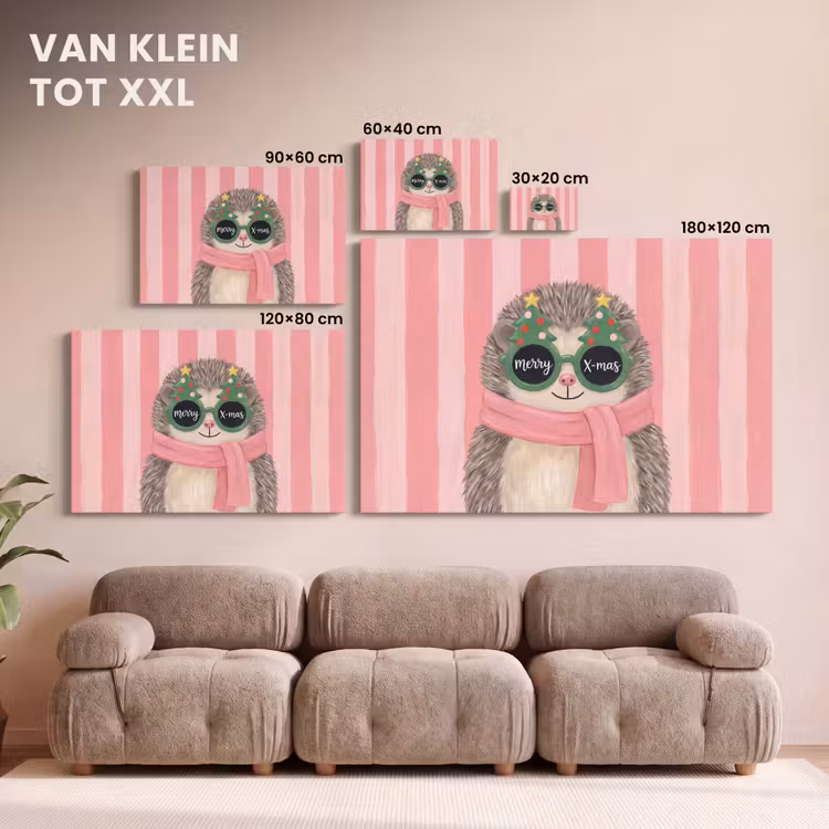 Canvas schilderij - Egel - Kerst - Illustratie — 8