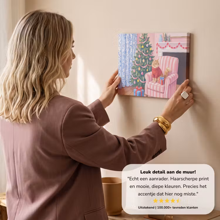 Canvas schilderij - Kat - Kerst - Interieur — 3