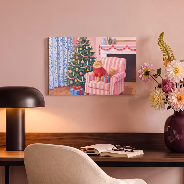 Canvas schilderij - Kat - Kerst - Interieur — 6