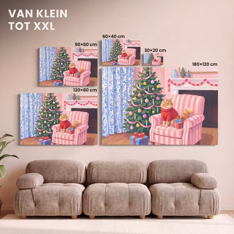 Canvas schilderij - Kat - Kerst - Interieur — 8