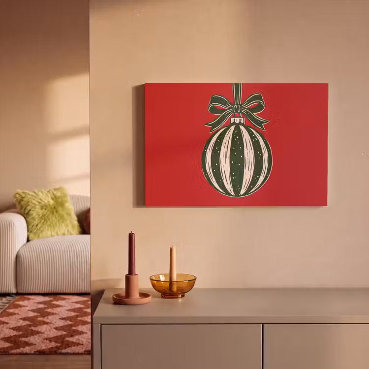 Canvas schilderij - Kerstbal - Kerst - Rood — 2