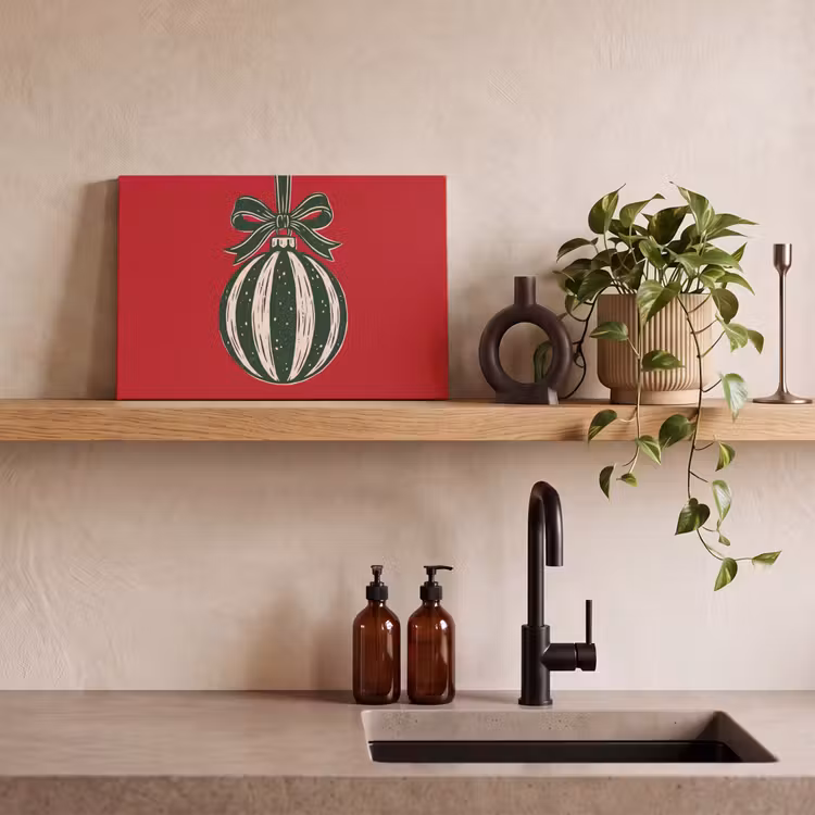 Canvas schilderij - Kerstbal - Kerst - Rood — 4