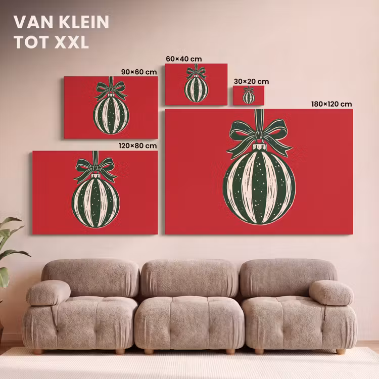 Canvas schilderij - Kerstbal - Kerst - Rood — 8