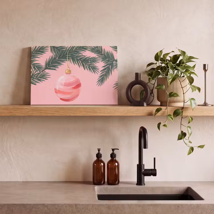 Canvas schilderij - Kerstbal - Roze - Kerst — 4