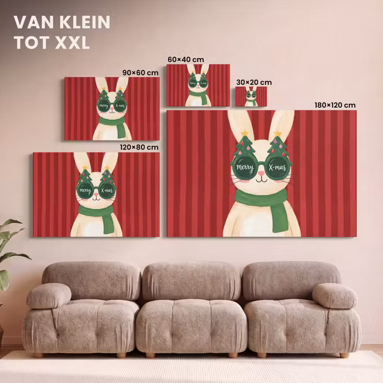 Canvas schilderij - Konijn - Kerst - Dieren — 8