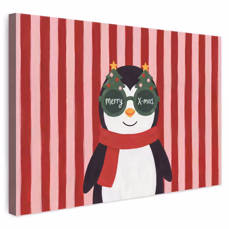 Canvas schilderij - Pinguïn - Kerst - Illustratie — 1