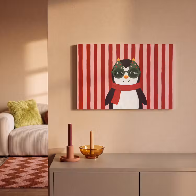 Canvas schilderij - Pinguïn - Kerst - Illustratie — 2
