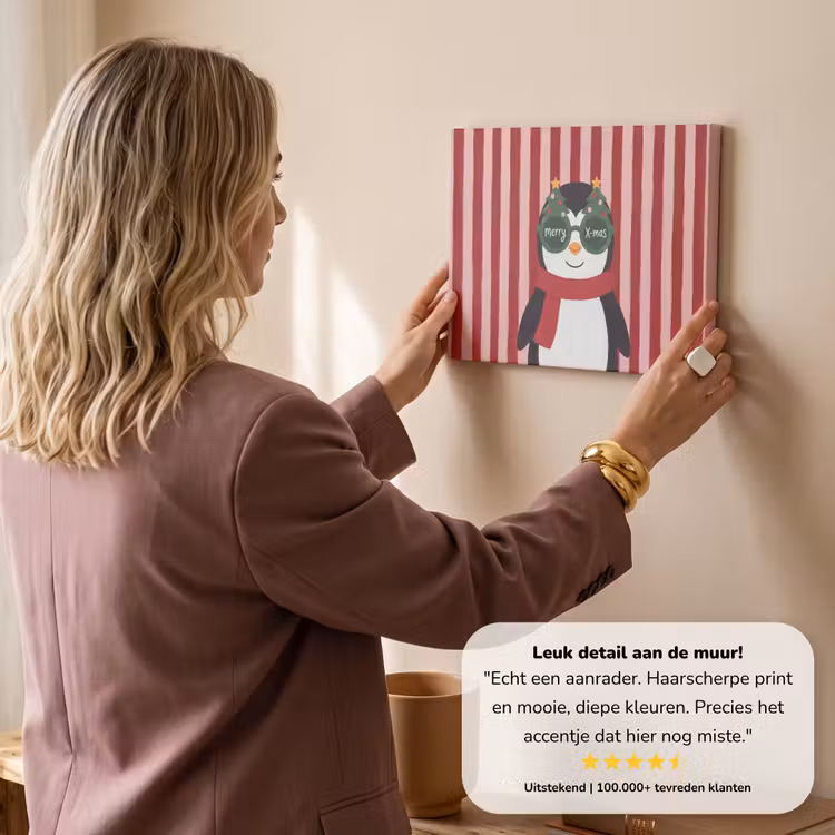 Canvas schilderij - Pinguïn - Kerst - Illustratie — 3