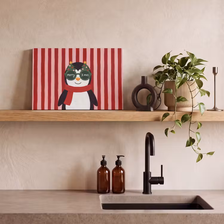 Canvas schilderij - Pinguïn - Kerst - Illustratie — 4