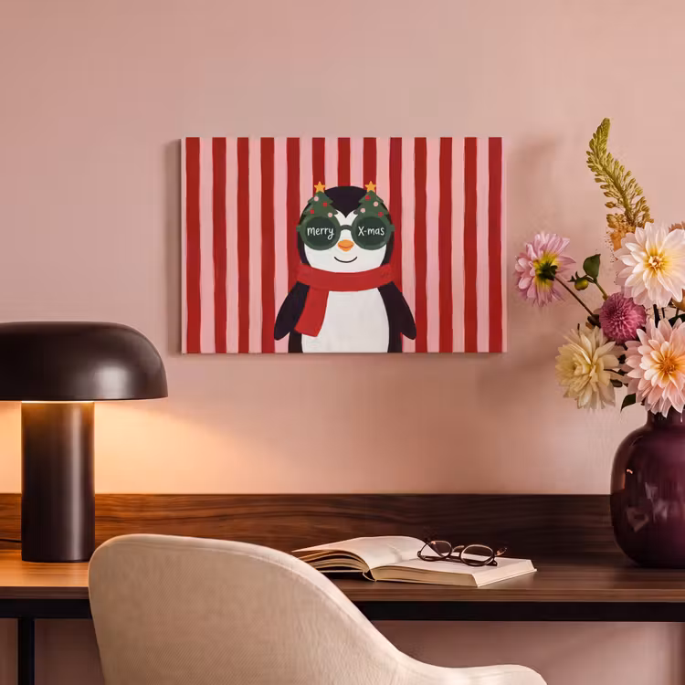 Canvas schilderij - Pinguïn - Kerst - Illustratie — 6