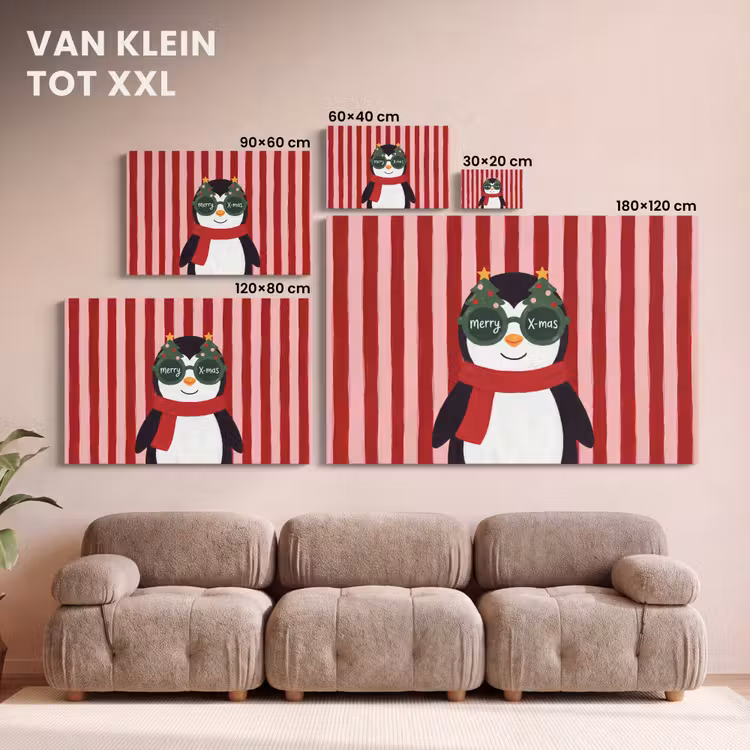 Canvas schilderij - Pinguïn - Kerst - Illustratie — 8