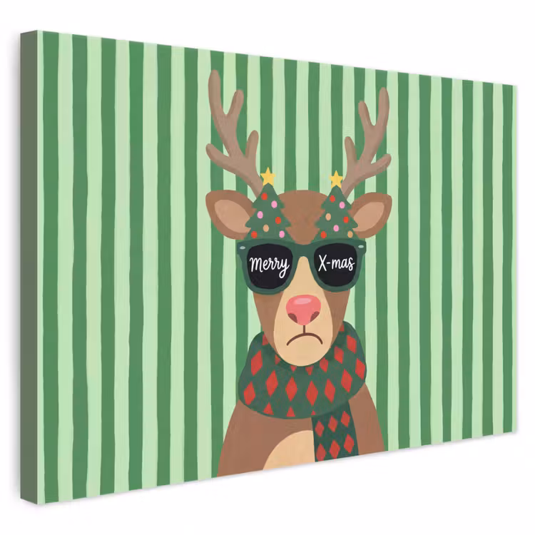 Canvas schilderij - Rendier - Kerst - Illustratie — 1