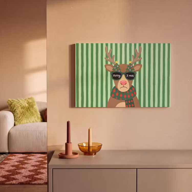 Canvas schilderij - Rendier - Kerst - Illustratie — 2