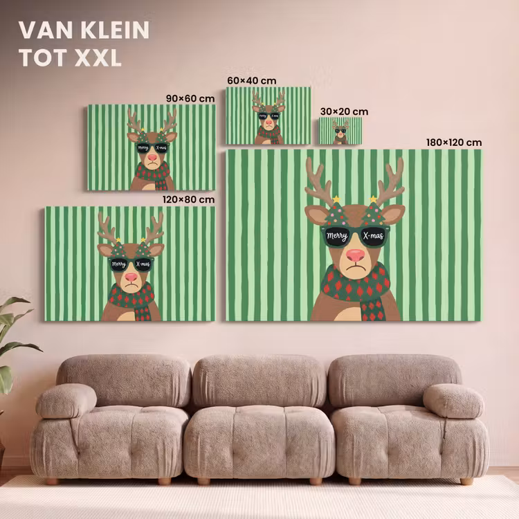 Canvas schilderij - Rendier - Kerst - Illustratie — 8
