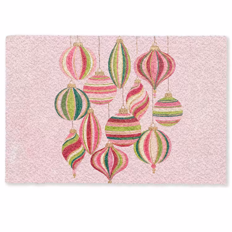 Deurmat - Kerstversiering - Gestreept - Roze