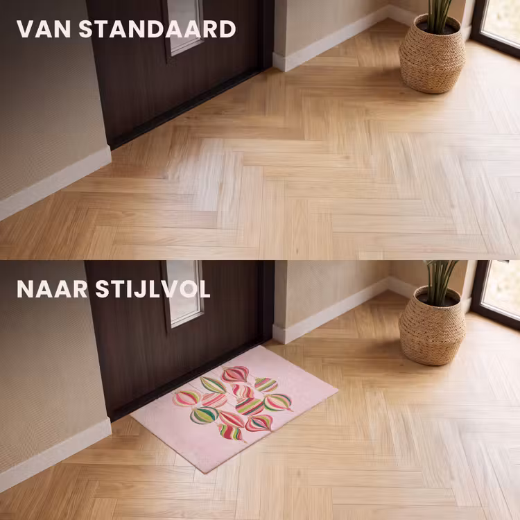 Deurmat - Kerstversiering - Gestreept - Roze — 3