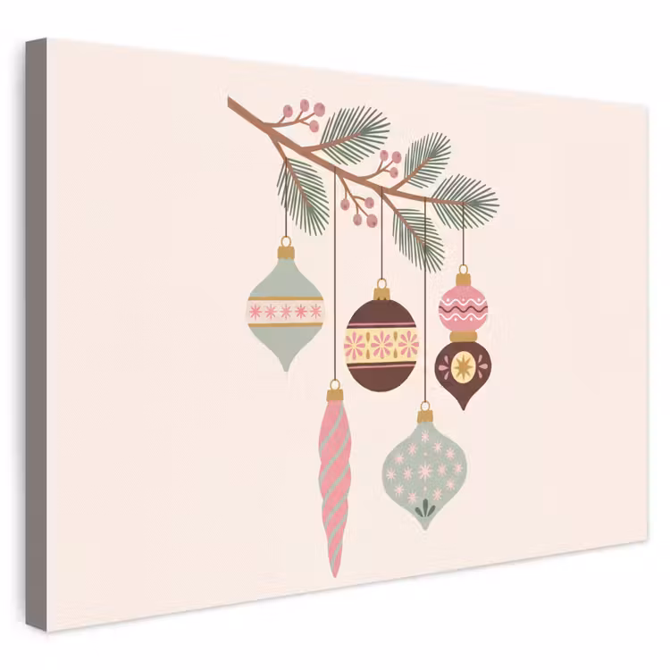 Canvas schilderij - Kerst - Ornamenten - Tak — 1