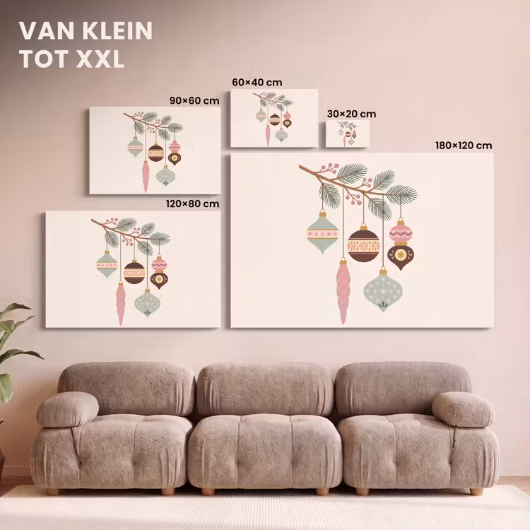 Canvas schilderij - Kerst - Ornamenten - Tak — 8