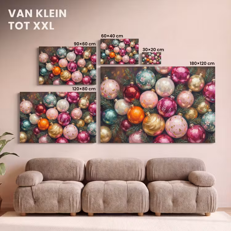 Canvas schilderij - Kerstballen - Kleurrijk - Feest — 8