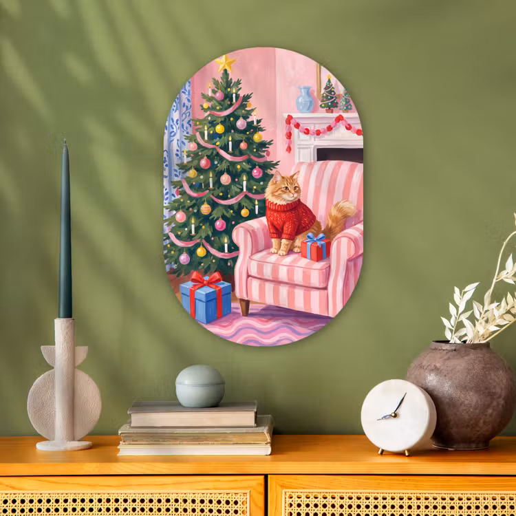 Muurovaal - Kunststof - Kat - Kerst - Interieur — 2