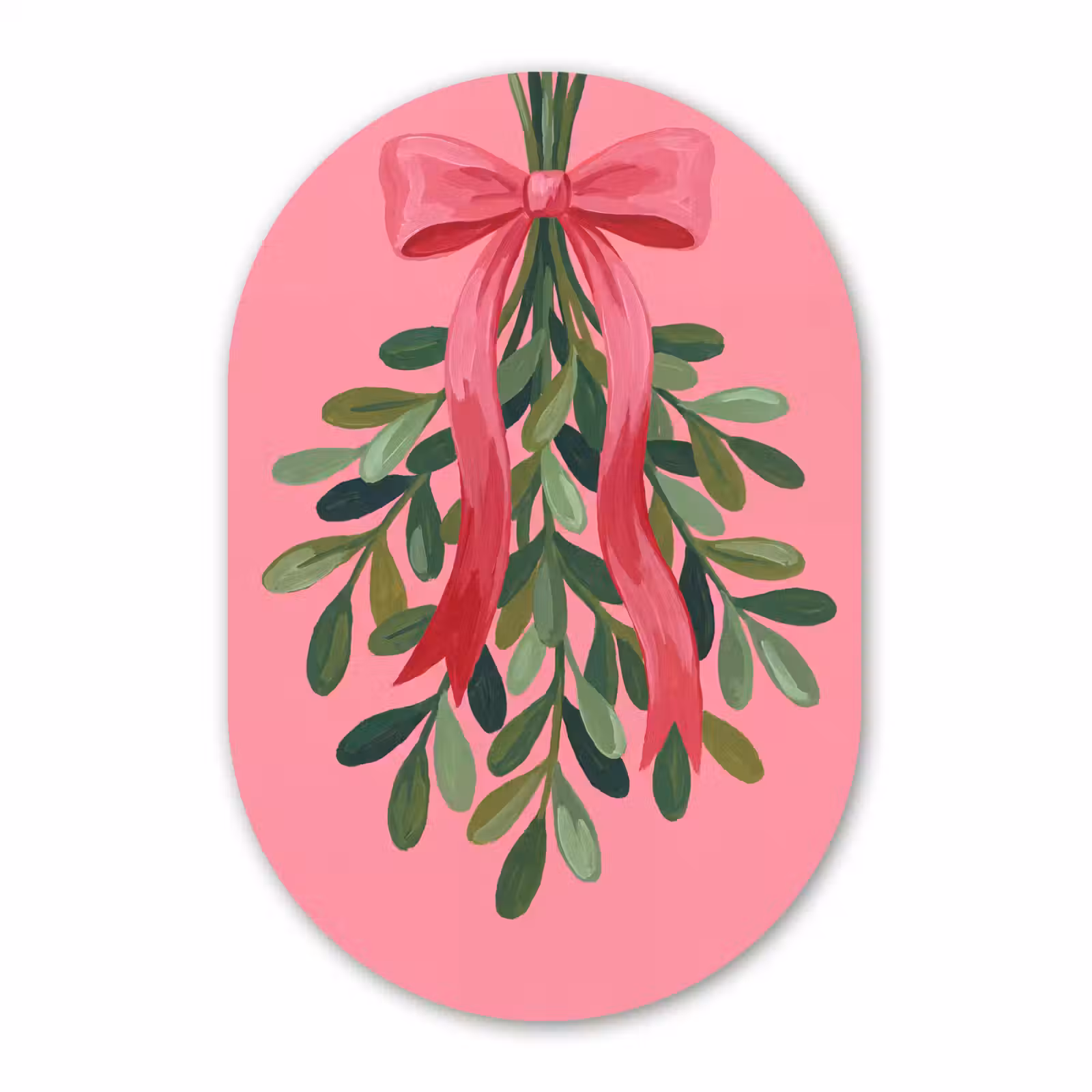 Muurovaal - Glas - Plant - Lint - Roze — 1