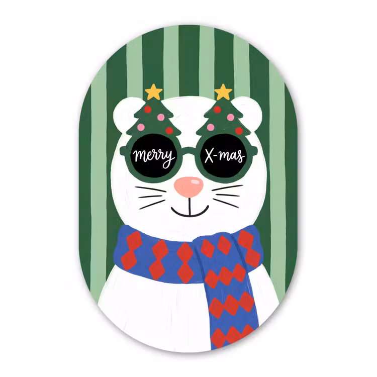 Muurovaal - Glas - Dier - Winter - Cartoon