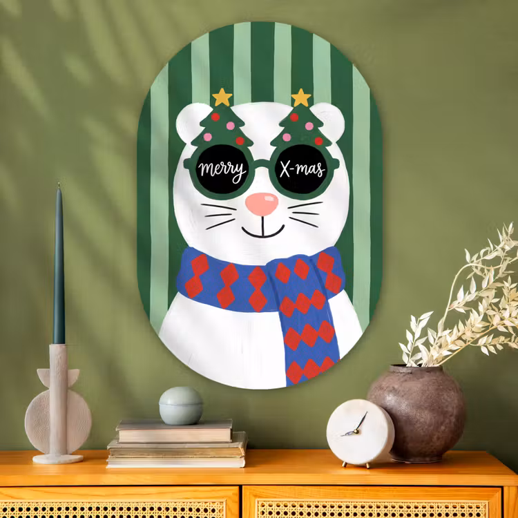 Muurovaal - Glas - Dier - Winter - Cartoon — 2