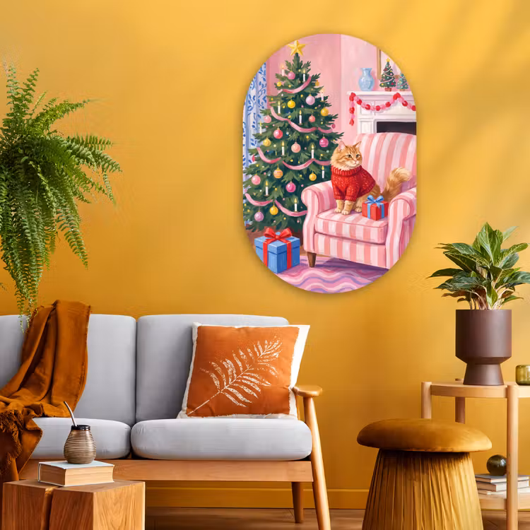 Muurovaal - Glas - Kat - Kerst - Interieur — 3
