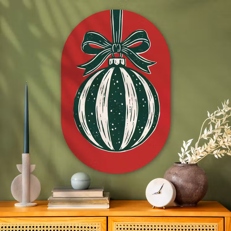 Muurovaal - Glas - Kerstbal - Kerst - Rood — 2