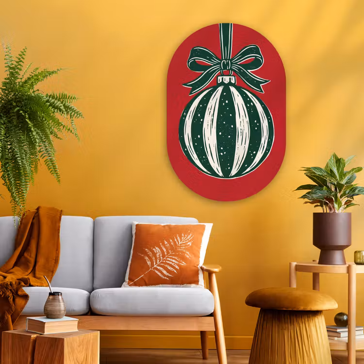 Muurovaal - Glas - Kerstbal - Kerst - Rood — 3