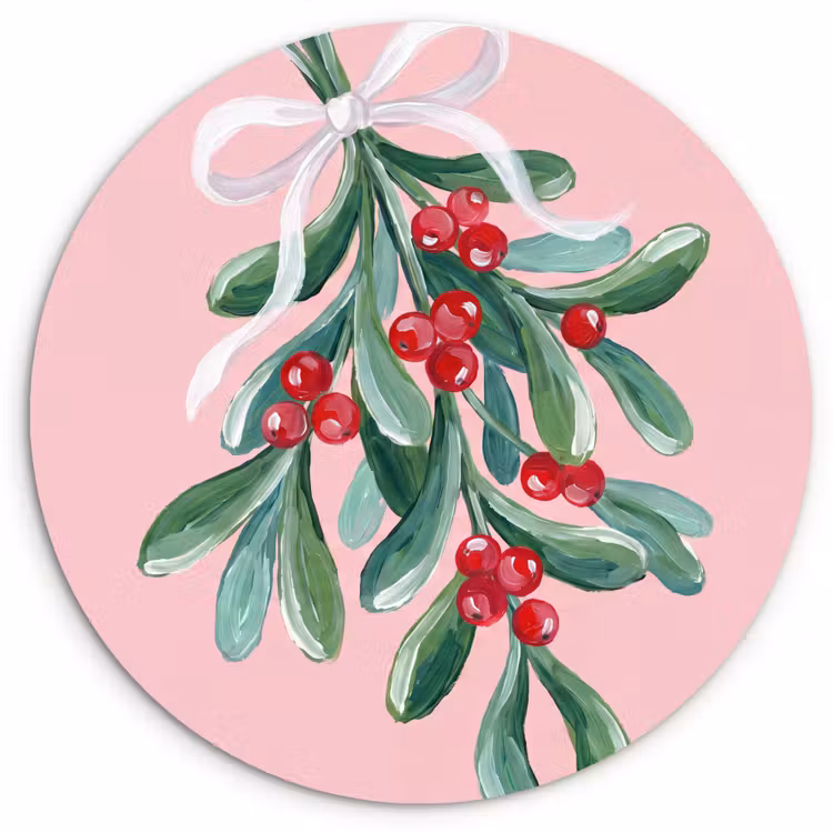 Wandcirkel - Glas - Plant - Kerst - Roze — 1