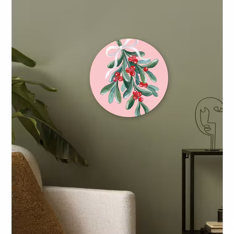 Wandcirkel - Glas - Plant - Kerst - Roze — 3