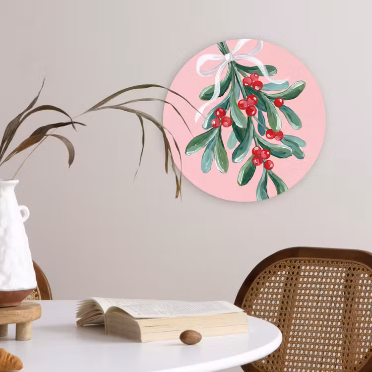 Wandcirkel - Glas - Plant - Kerst - Roze — 4