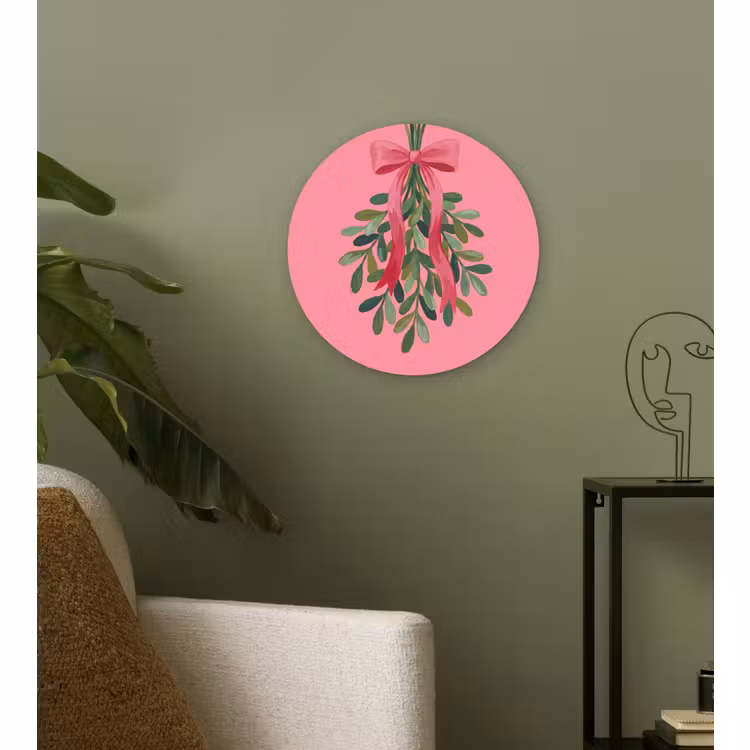 Wandcirkel - Glas - Plant - Lint - Roze — 3