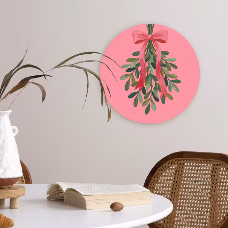 Wandcirkel - Glas - Plant - Lint - Roze — 4