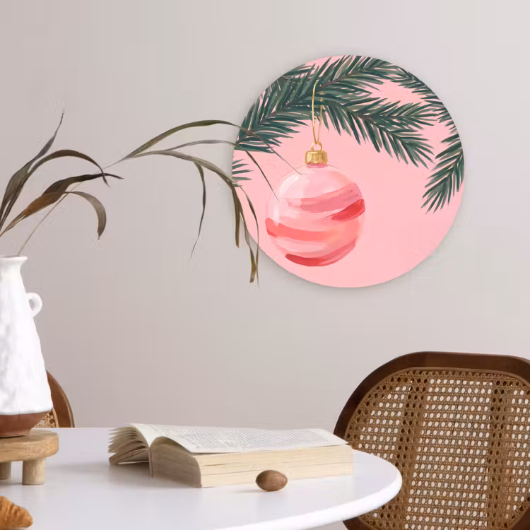 Wandcirkel - Glas - Kerstbal - Roze - Kerst — 4