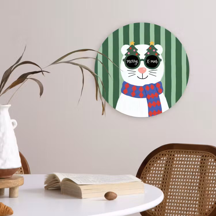 Wandcirkel - Glas - Dier - Winter - Cartoon — 4