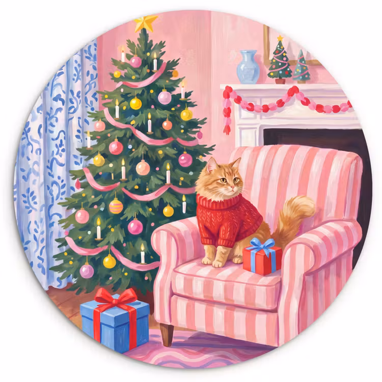 Wandcirkel - Glas - Kat - Kerst - Interieur — 1