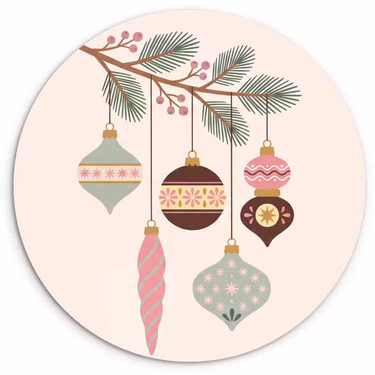 Wandcirkel - Glas - Kerst - Ornamenten - Tak