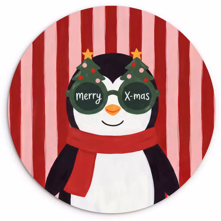 Wandcirkel - Glas - Pinguïn - Kerst - Illustratie — 1