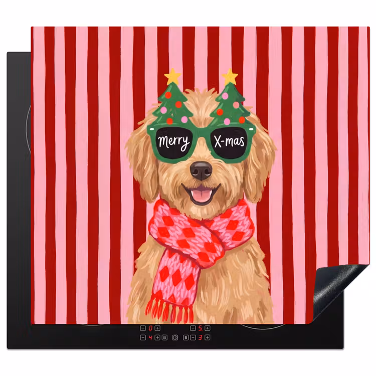 Inductie beschermer - Hond - Kerst - Rood — 1