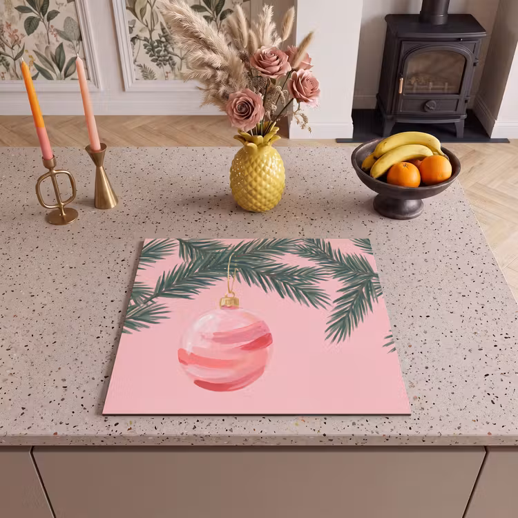 Inductie beschermer - Kerstbal - Roze - Kerst — 2