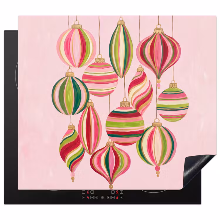 Inductie beschermer - Kerstversiering - Gestreept - Roze — 1