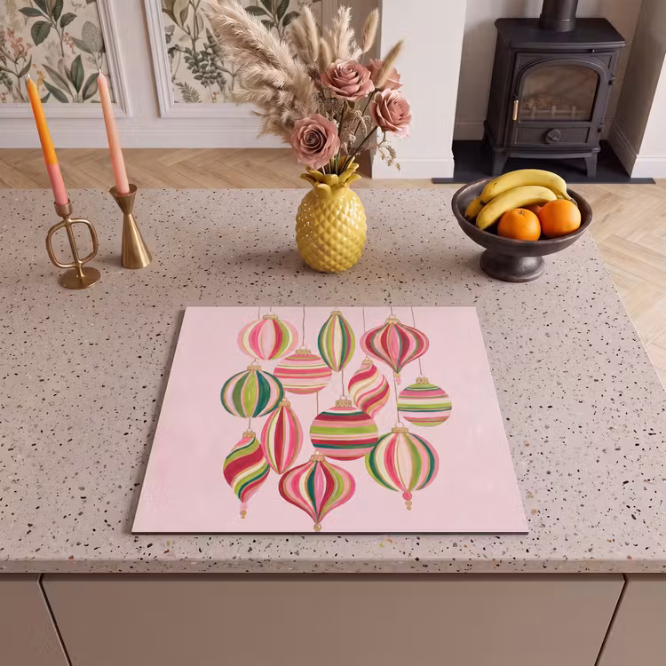 Inductie beschermer - Kerstversiering - Gestreept - Roze — 2