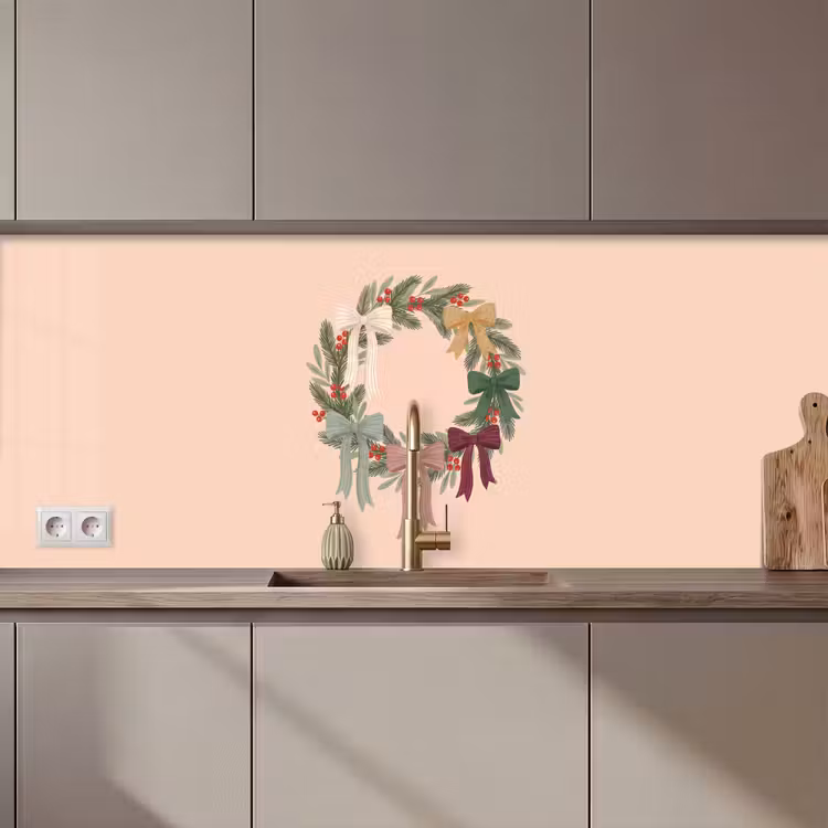 Keuken achterwand - Kerstkrans - Strikken - Kerst